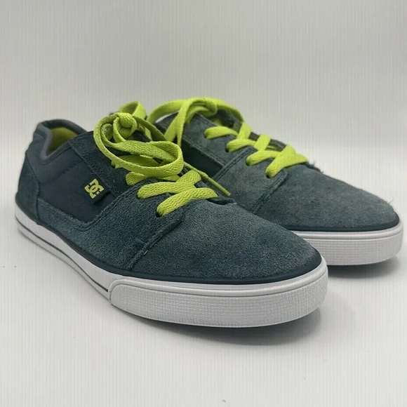 DC W TONIK Shoes - Blue Gray Suede Lime Laces Boys Size 7 - Picture 9 of 13